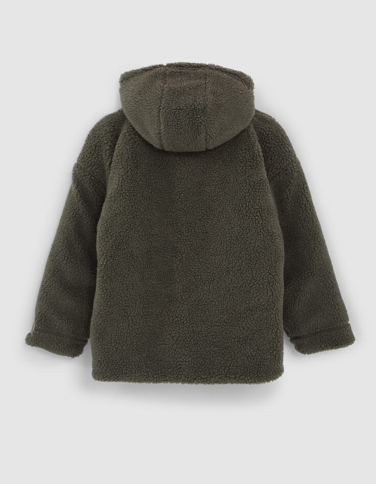 Girls’ khaki Sherpa/quilted reversible padded coat-5