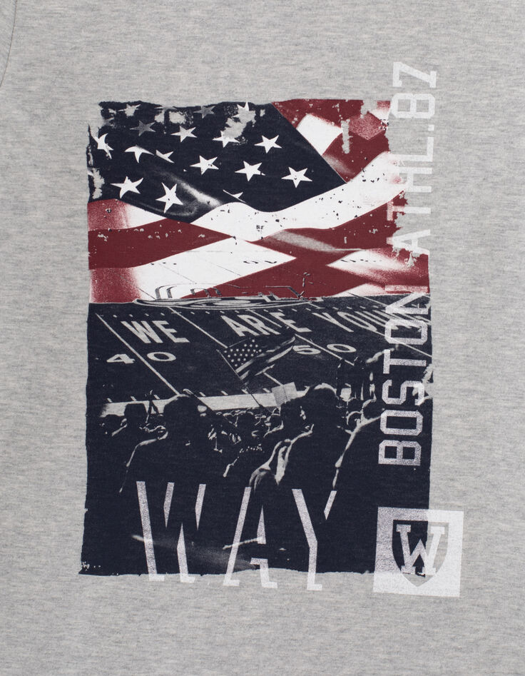 Camiseta gris jaspeado medio bandera EE.UU. estadio niño -2