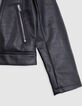 Schwarze Mädchen-Bikerjacke mit Stick und Nieten hinten-5