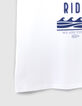 Boys' white T-shirt with rubber slogan and waves-5