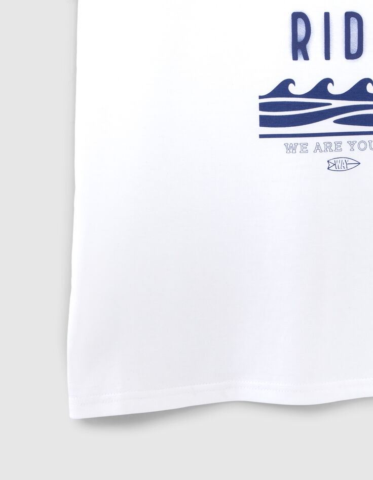 T-shirt blanc message gomme et vagues garçon-5