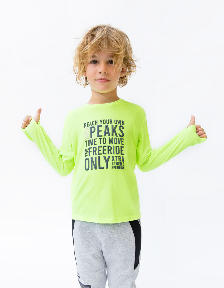 Boys’ neon green rubber slogan T-shirt-8