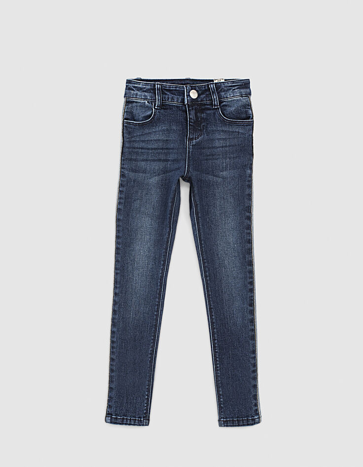 Jeans skinny brut algodón orgánico bandas laterales niña-1