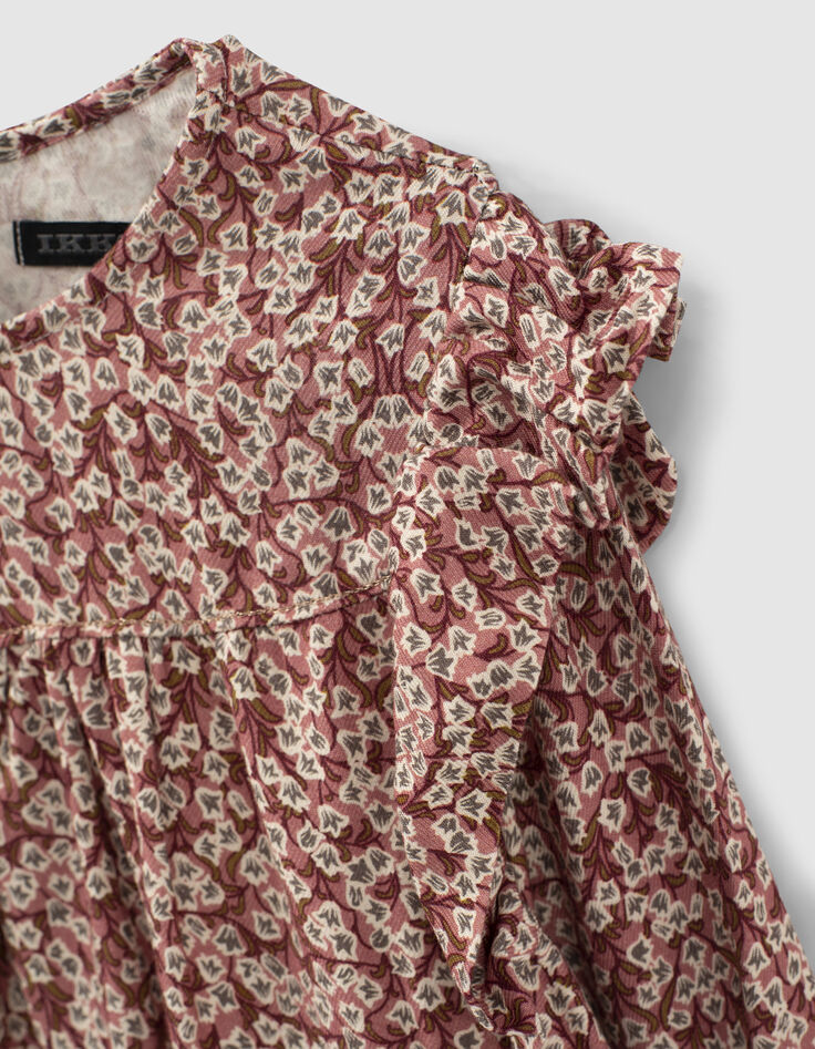 Girls’ rosewood blurry floral print blouse-4