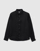 Men’s black pure linen SLIM shirt-1