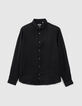 Chemise SLIM noire 100% lin Homme-1