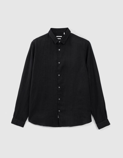 Chemise SLIM noire 100% lin Homme - IKKS