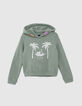 Girls’ khaki hoodie with SNOOPY and palm tree images-3