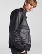 Schwarze Biker-Herrenlederjacke mit doppelter Tasche-1