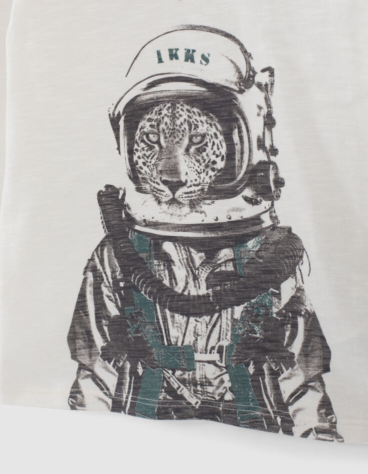 Cremeweißes Jungenshirt mit Astronauten-Leopard -4