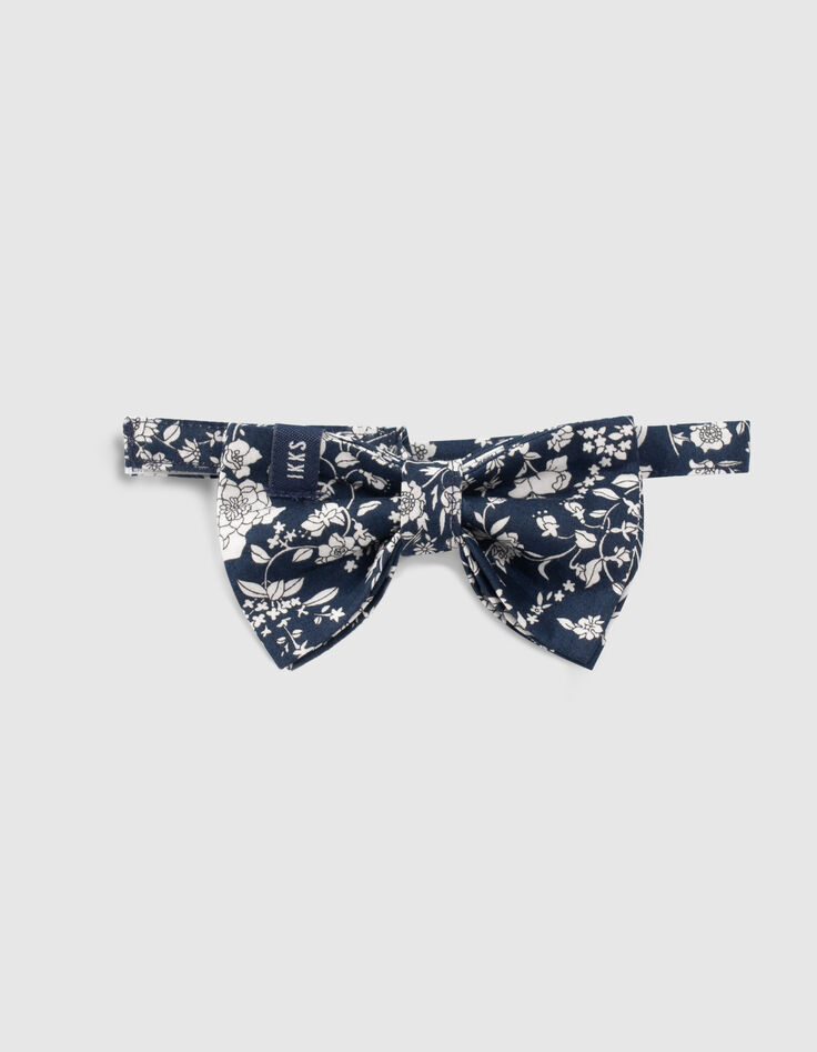 Boy's navy floral print bow tie-1