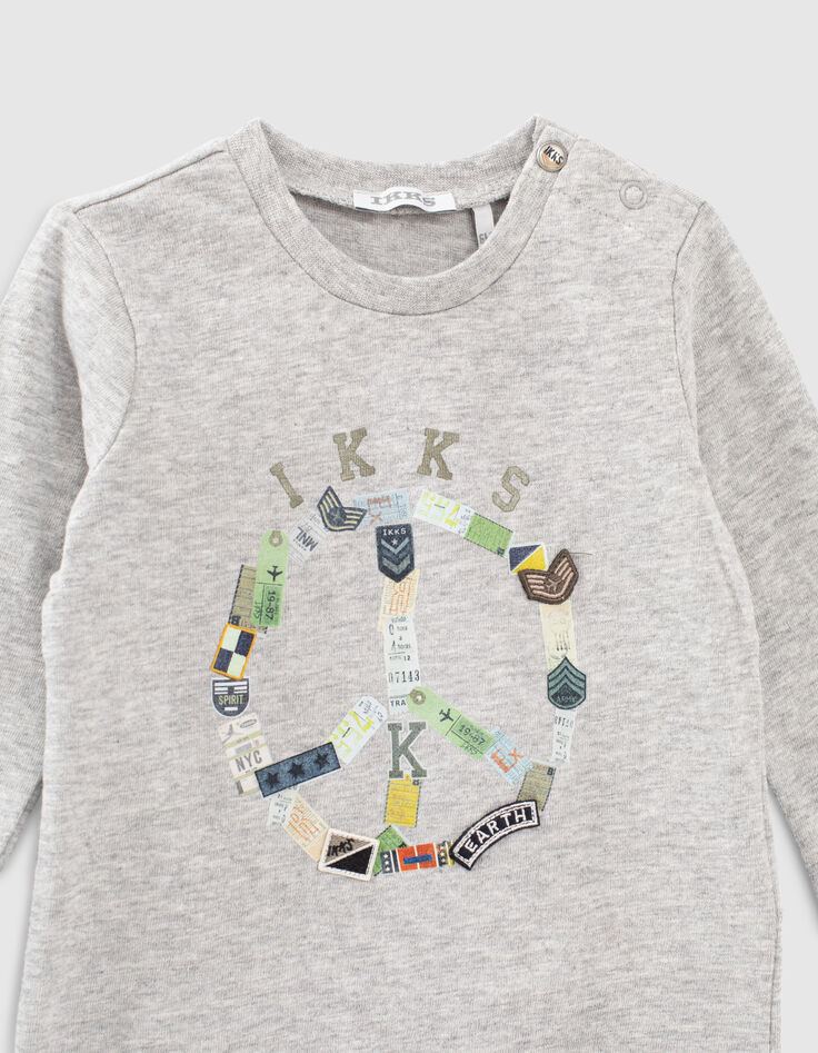 T-shirt gris avec visuels et badges aviateurs bébé garçon -2