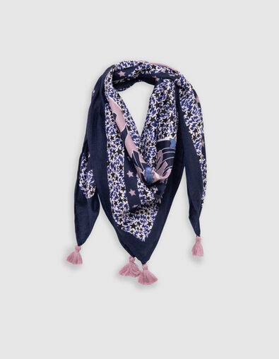 Foulard carré marine recyclé mix étoiles-éclairs fille - IKKS