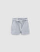 Shorts azules cintura finas rayas blancas mujer-5
