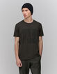 Men’s dark green DRY FAST T-shirt with rubber image-1