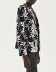Veste tailleur en crêpe imprimé floral noir et blanc femme-2
