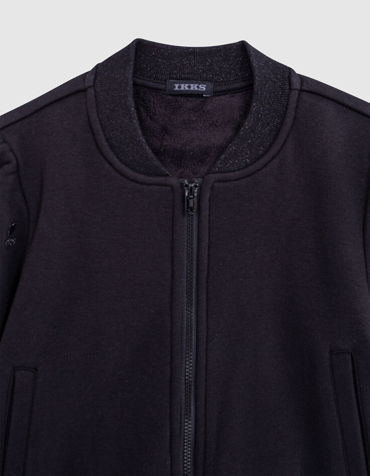 Cardigan noir molleton esprit bomber fille-5