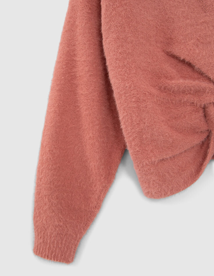 Girls’ terracotta knit front/back reversible sweater-5