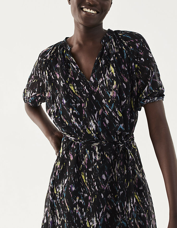 Korte jurk met kleurige print gerecycleerd dames-3