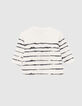 Baby boys’ white slogan T-shirt with blue stripes-2