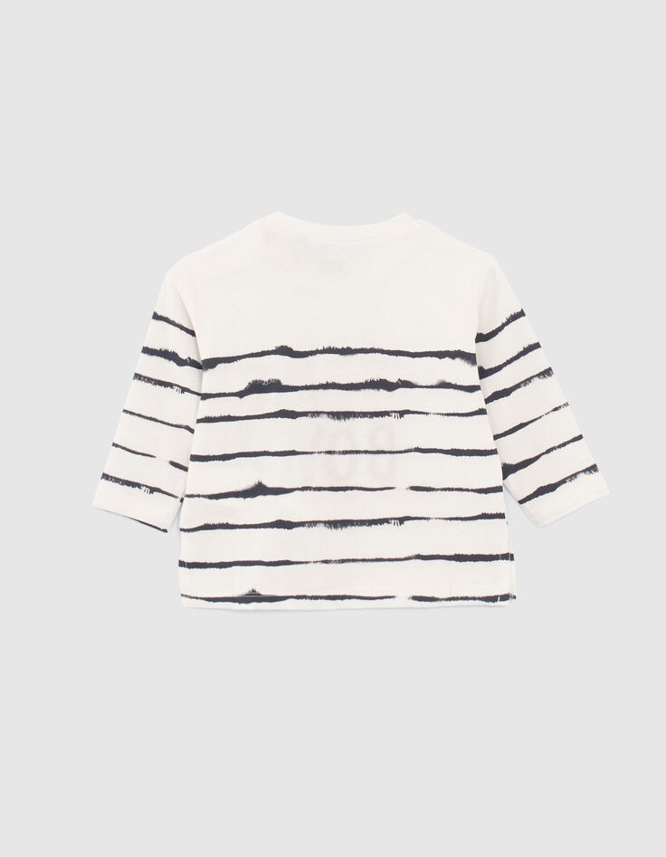 Baby boys’ white slogan T-shirt with blue stripes-2