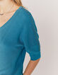 Women’s emerald openwork knit beaded short-sleeve sweater-5