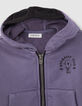 Baby boys’ violet hooded cardigan with print on back-3