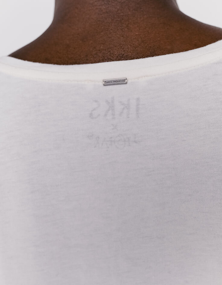Cremeweiß Damen-T-Shirt mit Jisbar-Tag-Print-5