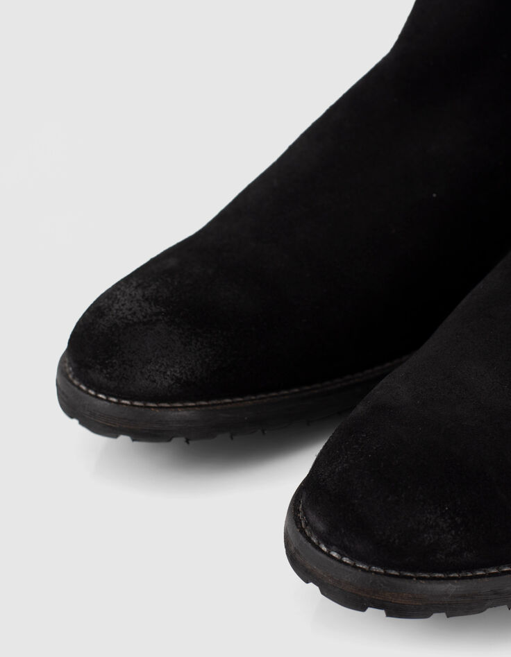 Chelsea boots noirs en cuir velours Homme-6