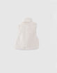 Off-white sleeveless biker-style vest for baby girls-3