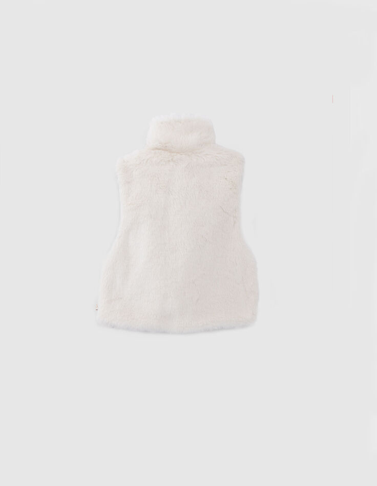 Off-white sleeveless biker-style vest for baby girls-3