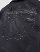 Girl's black biker jacket with studded embroidered back-7