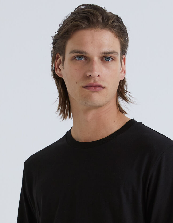 T-shirt noir en coton modal Homme-4