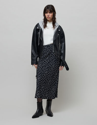 Black midi skirt LENZING™ ECOVERO™ women's polka dot print - IKKS