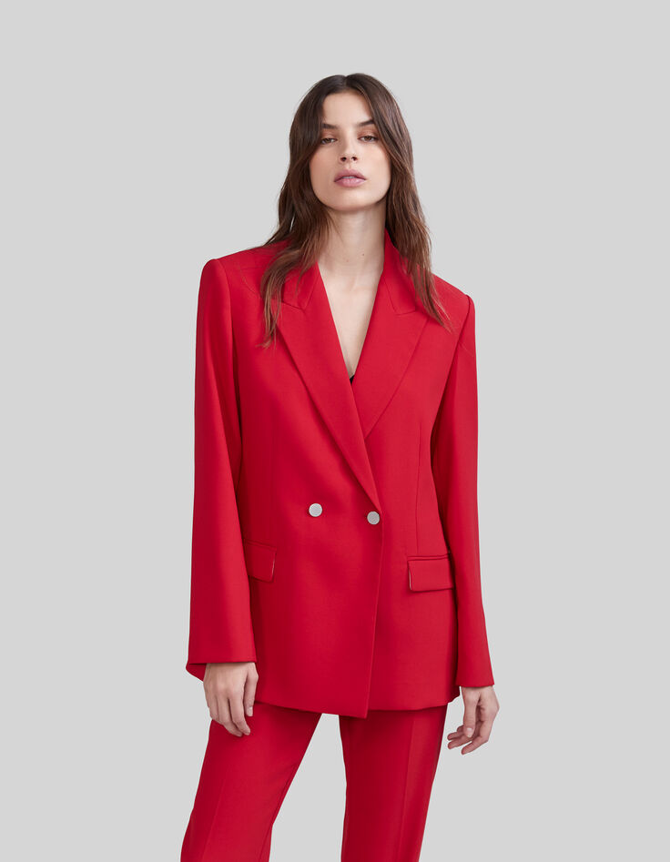 Veste de costume coquelicot croisée Femme-2