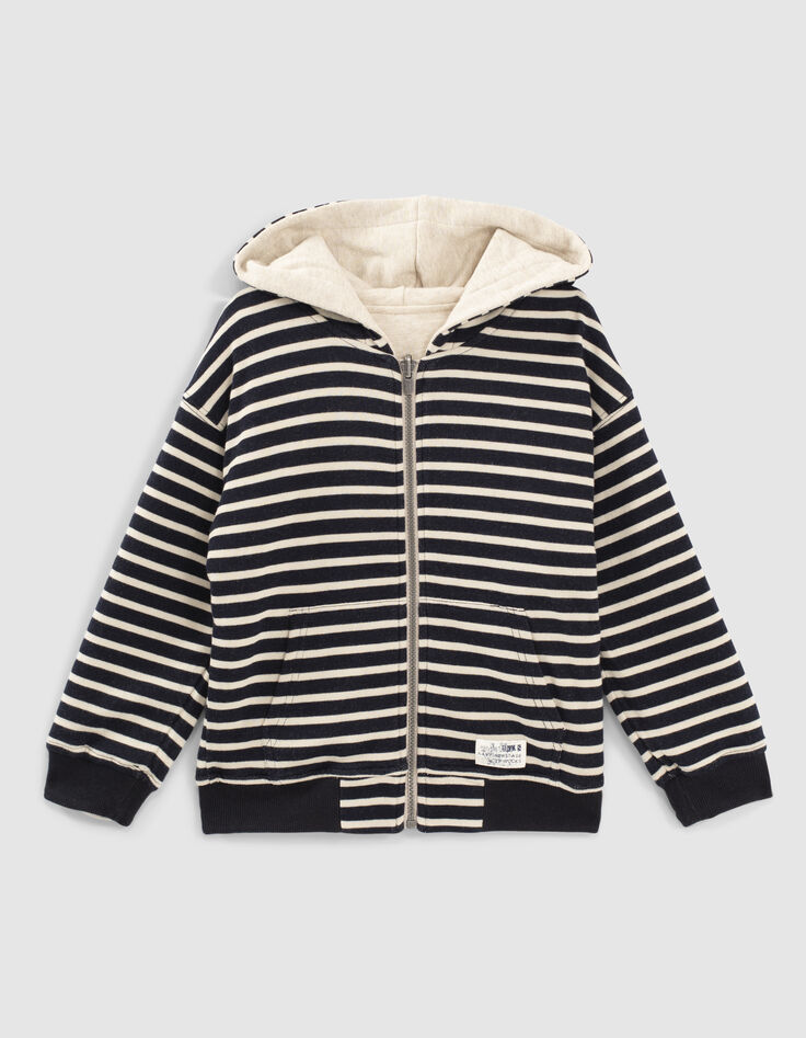 Boys’ ecru and navy striped reversible cardigan-4