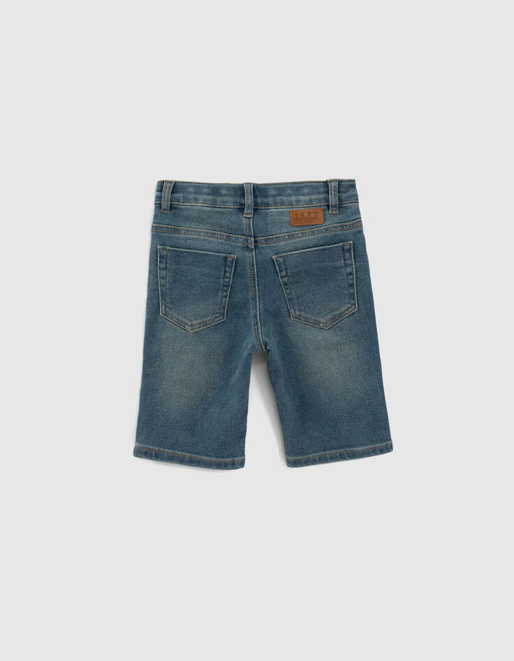 Blauwe jeansbermuda patchworkstijl jongens-2