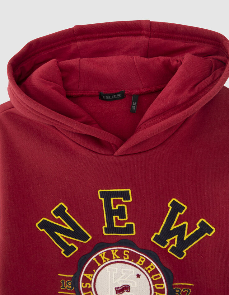 Boys’ dark red hoodie with XL embroidery-2