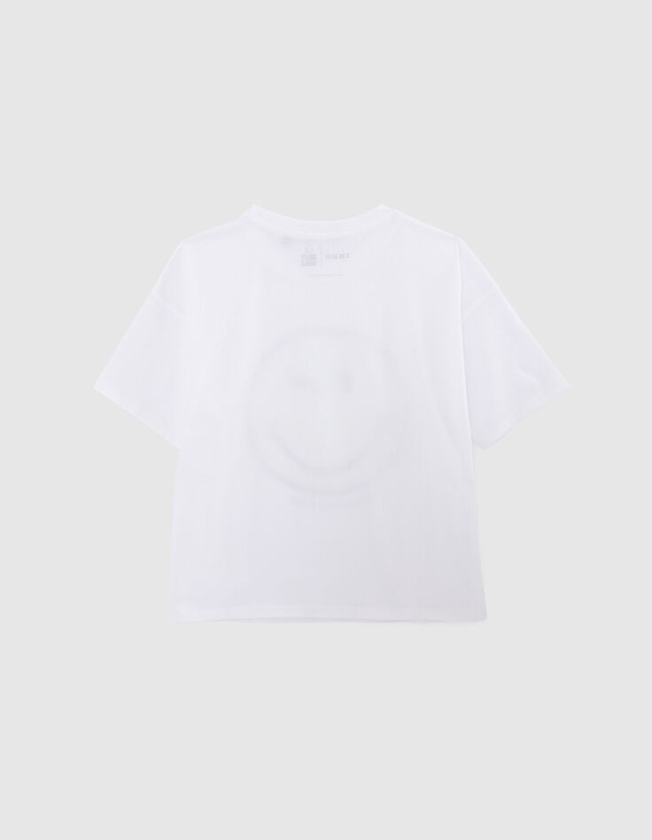 Weißes Mädchen-T-Shirt mit Zielflaggenmotiv und SMILEYWORLD-4