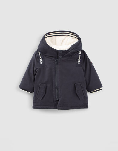 Baby boys’ navy fur-lined hooded parka - IKKS