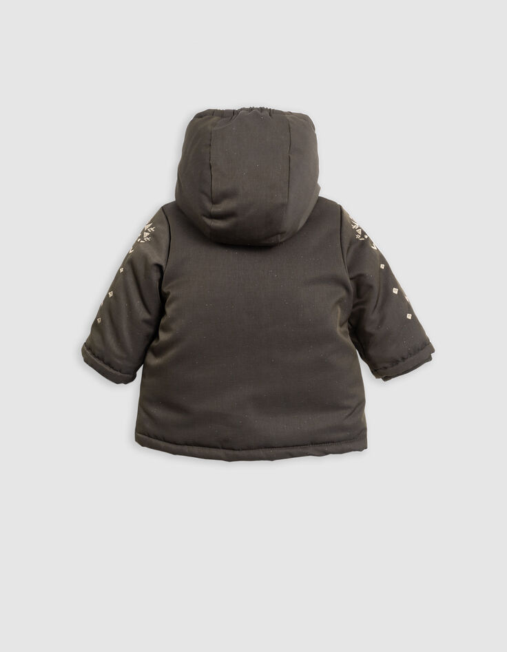 Parka mit Pailletten, Khaki, bestickte Ärmeln, Baby Girl-4