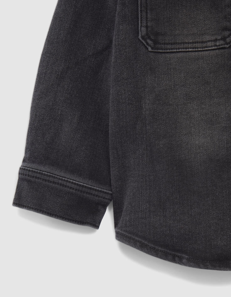 Chemise en jean grise à capuche molleton garçon-5