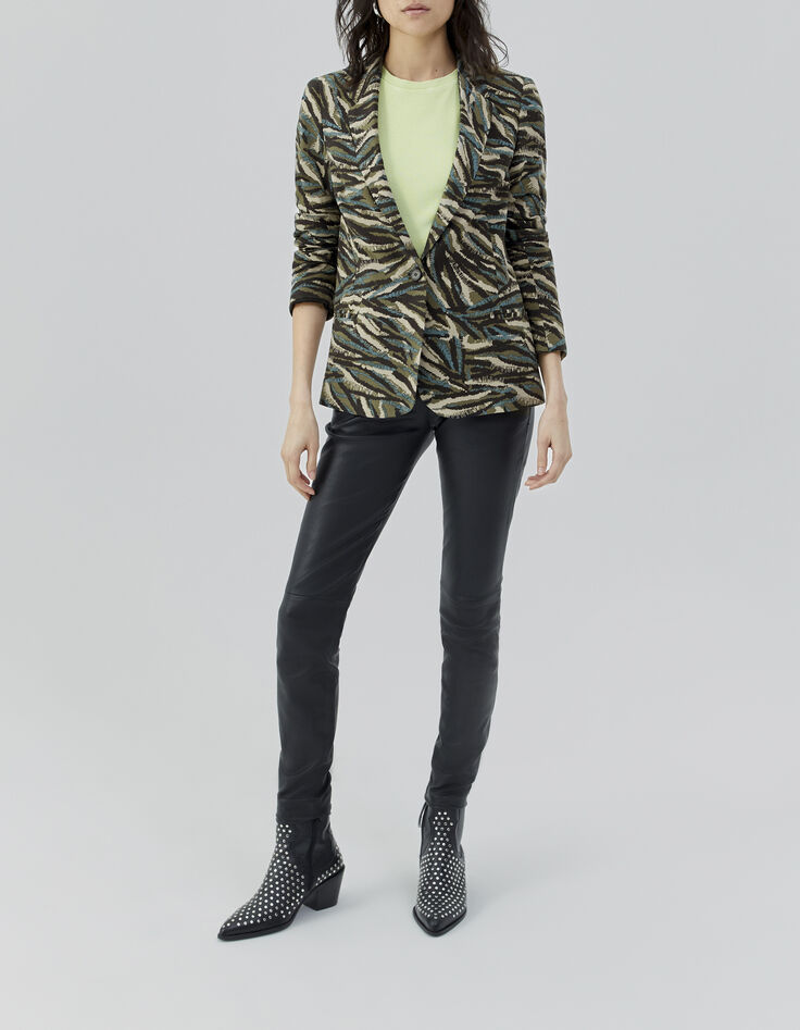 Kaki blazer met jungle-camouflageprint Dames-6