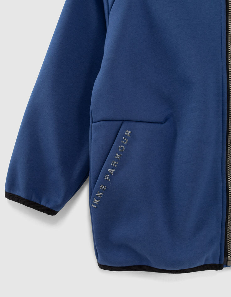 Boys’ bright blue sweatshirt fabric hooded cardigan-5