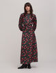 Women's flower pixel print black maxi dress-2