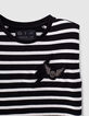 Girls’ black sailor top with ecru stripes and epaulets-3