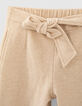 Pantalon large sable chiné avec ceinture fille-3