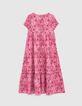 Langes, fuchsia Mädchenkleid aus Ecovero® mit Paisleyprint-3