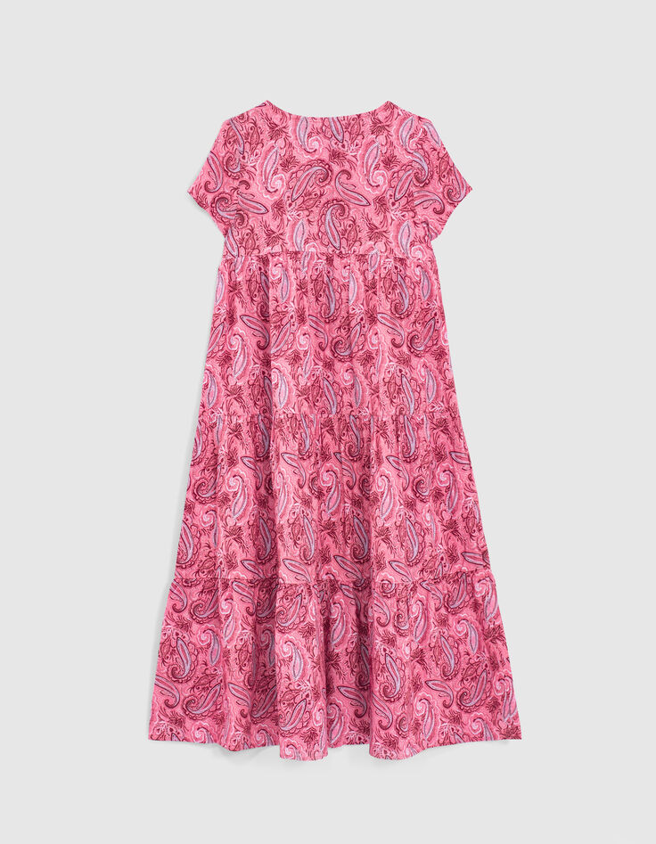 Girls’ fuchsia Paisley print Ecovero® long dress-3