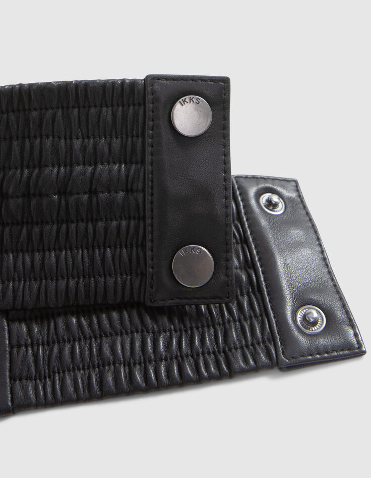 Black leather herringbone quilted dress belt 1440 Woman-7